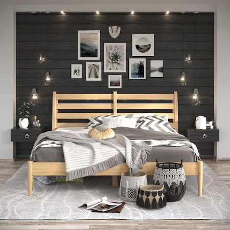 Daphnes Dinnette Mid-Century Slat Bed Scandinavian Oak - King Size DA3362519